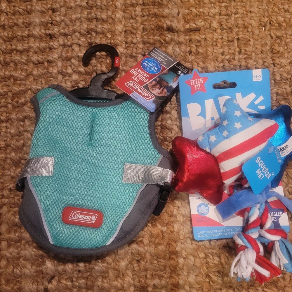 Cooling Vest Dog or Cat Voyager Step-in Harness Jacket Dog Toy Squeak Bundle XS